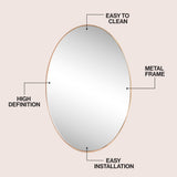 Ellipse 24 in. W x 36 in. H Medium Oval Aluminum Alloy Framed Wall Mounted Mirror