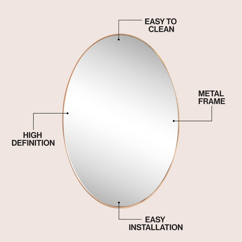 Ellipse 24 in. W x 36 in. H Medium Oval Aluminum Alloy Framed Wall Mounted Mirror