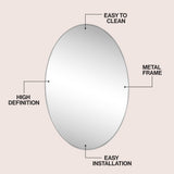 Ellipse 24 in. W x 36 in. H Medium Oval Aluminum Alloy Framed Wall Mounted Mirror