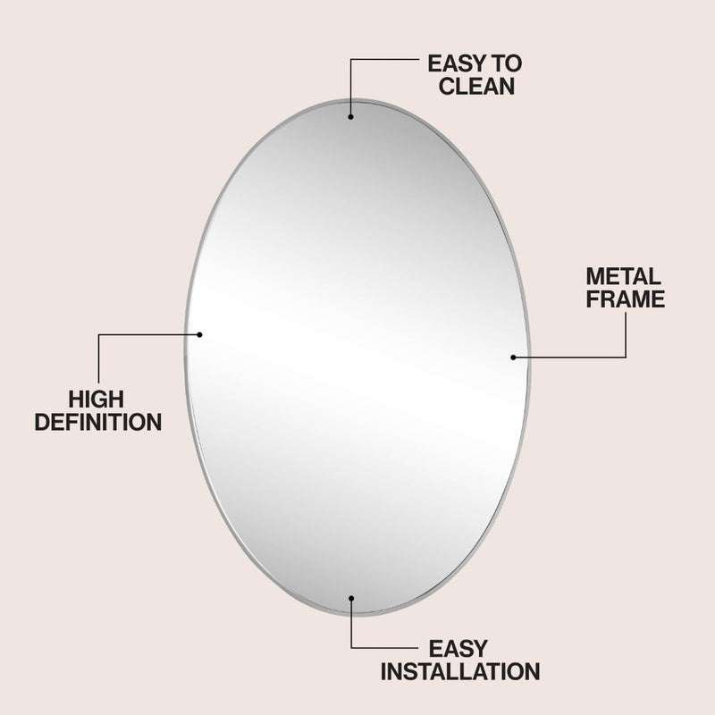 Ellipse 24 in. W x 36 in. H Medium Oval Aluminum Alloy Framed Wall Mounted Mirror