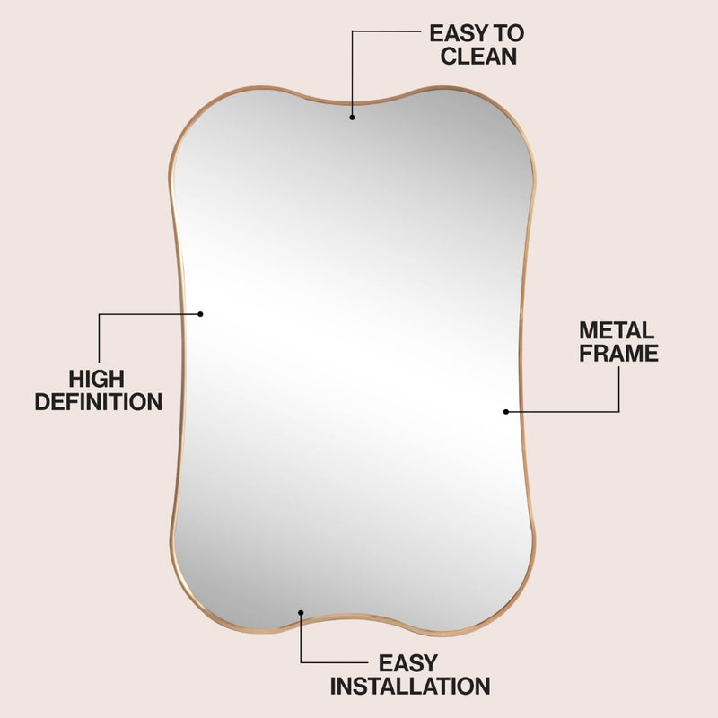 Calico 24 in. W x 36 in. H Medium Irregular Scallop Aluminum Alloy Framed Wall Mounted Mirror
