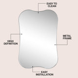 Calico 24 in. W x 36 in. H Medium Irregular Scallop Aluminum Alloy Framed Wall Mounted Mirror