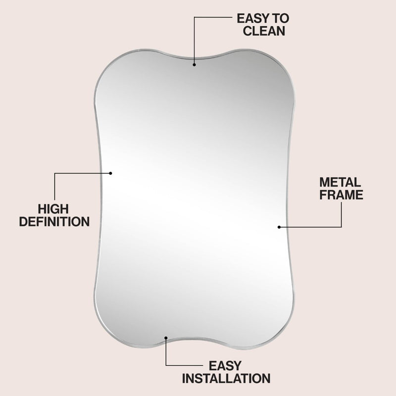 Calico 24 in. W x 36 in. H Medium Irregular Scallop Aluminum Alloy Framed Wall Mounted Mirror