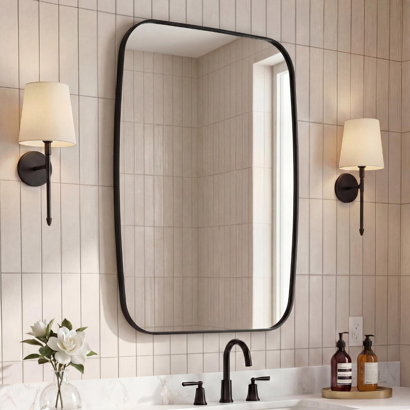 Cassian 24 in. W x 36 in. H Medium Capsule Oblong Oval Aluminum Alloy Framed Wall Mounted Mirror