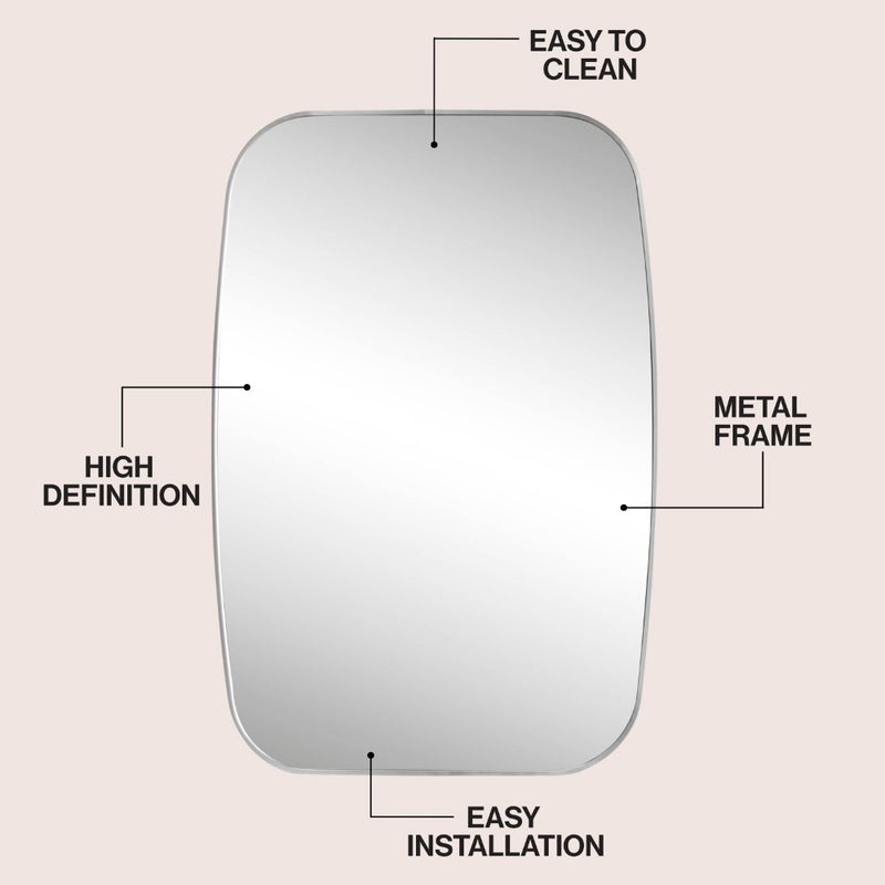 Cassian 24 in. W x 36 in. H Medium Capsule Oblong Oval Aluminum Alloy Framed Wall Mounted Mirror