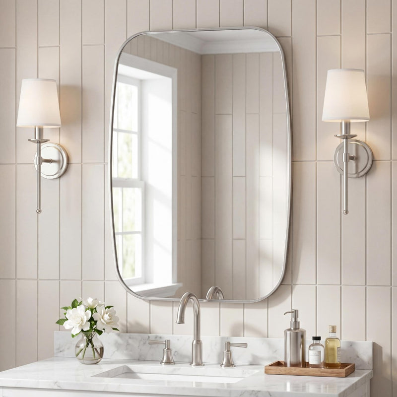 Cassian 24 in. W x 36 in. H Medium Capsule Oblong Oval Aluminum Alloy Framed Wall Mounted Mirror