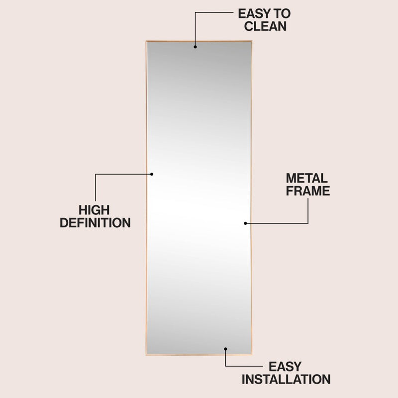 Strait 20 in. W x 59 in. H Large Rectangular Aluminum Alloy Framed Full-Length Wall Mounted Leaner Mirror