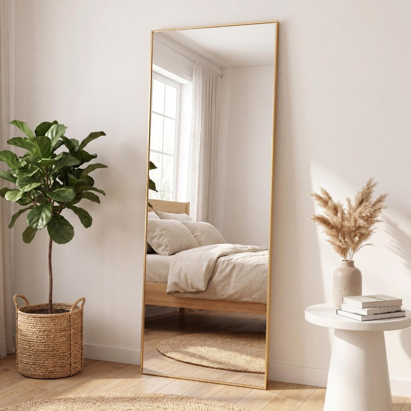 Strait 20 in. W x 59 in. H Large Rectangular Aluminum Alloy Framed Full-Length Wall Mounted Leaner Mirror