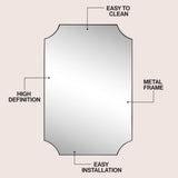 Helga 24 in. W x 36 in. H Medium Rectangular Scallop Beveled Corner Aluminum Alloy Framed Wall Mounted Mirror