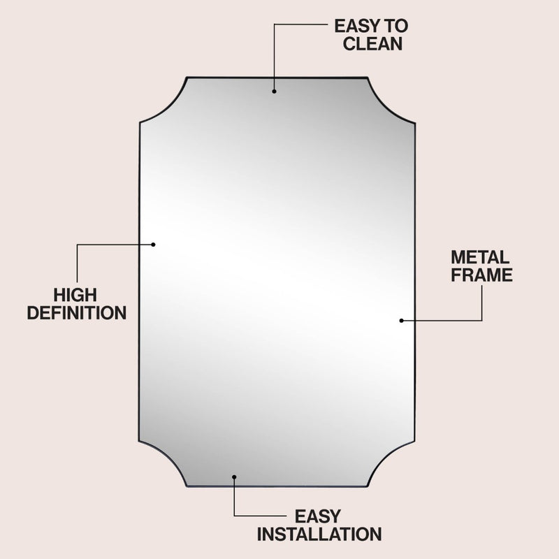Helga 24 in. W x 36 in. H Medium Rectangular Scallop Beveled Corner Aluminum Alloy Framed Wall Mounted Mirror