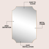 Helga 24 in. W x 36 in. H Medium Rectangular Scallop Beveled Corner Aluminum Alloy Framed Wall Mounted Mirror