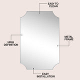 Helga 24 in. W x 36 in. H Medium Rectangular Scallop Beveled Corner Aluminum Alloy Framed Wall Mounted Mirror