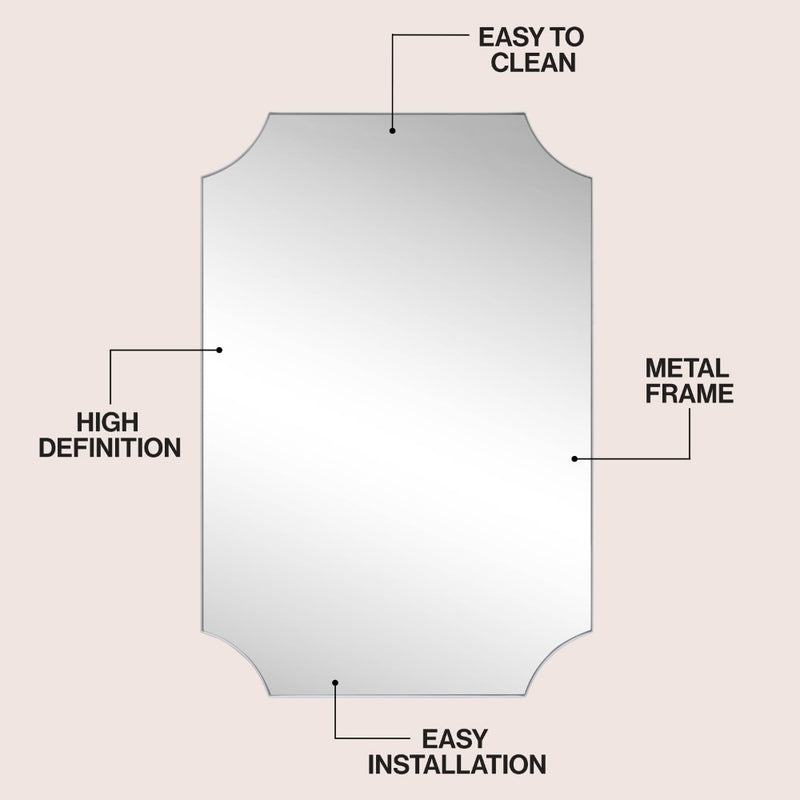 Helga 24 in. W x 36 in. H Medium Rectangular Scallop Beveled Corner Aluminum Alloy Framed Wall Mounted Mirror