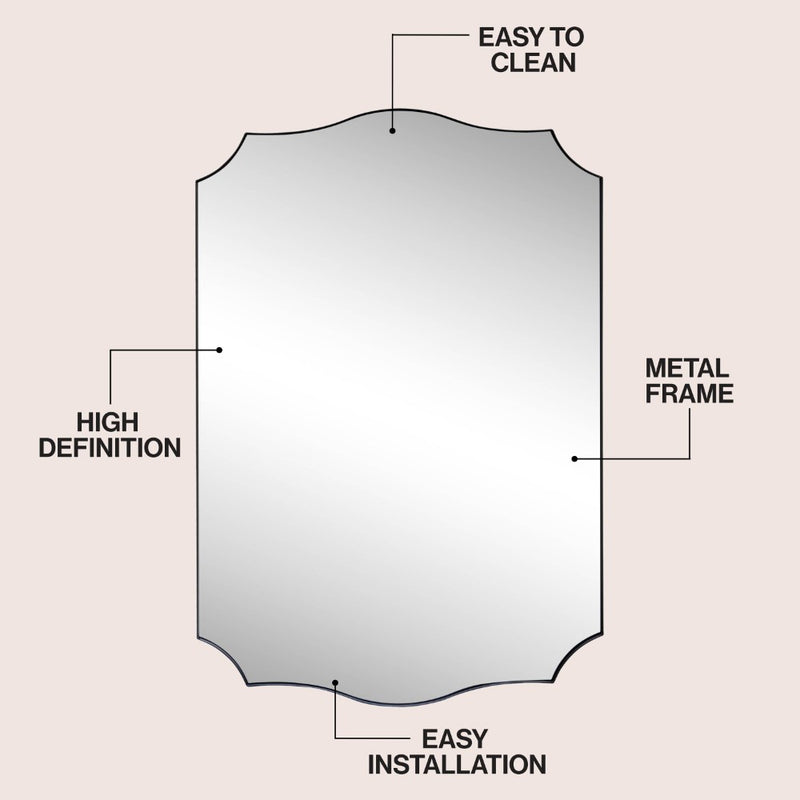 Hedge 24 in. W x 36 in. H Medium Crested Scallop Aluminum Alloy Framed Wall Mounted Mirror