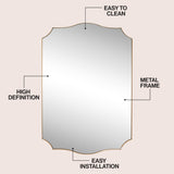Hedge 24 in. W x 36 in. H Medium Crested Scallop Aluminum Alloy Framed Wall Mounted Mirror