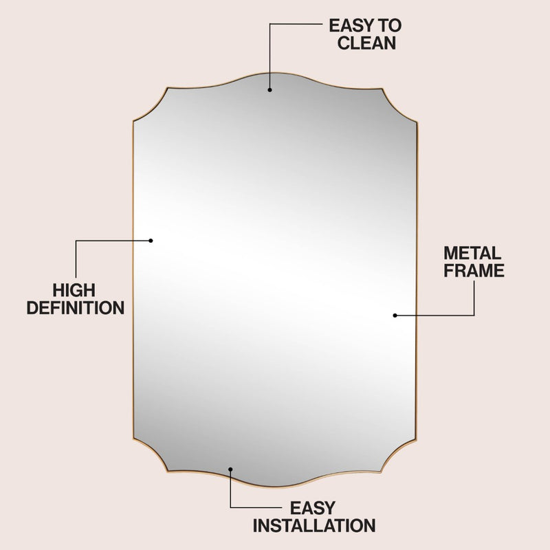 Hedge 24 in. W x 36 in. H Medium Crested Scallop Aluminum Alloy Framed Wall Mounted Mirror
