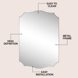 Hedge 24 in. W x 36 in. H Medium Crested Scallop Aluminum Alloy Framed Wall Mounted Mirror