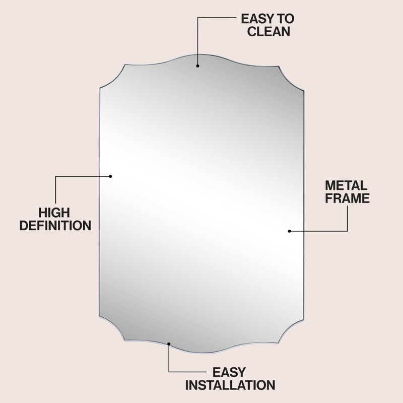 Hedge 24 in. W x 36 in. H Medium Crested Scallop Aluminum Alloy Framed Wall Mounted Mirror