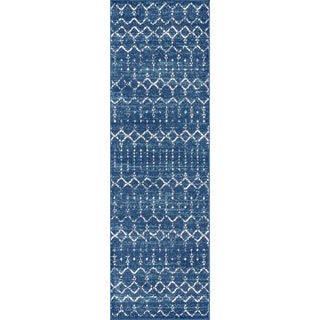 Moroccan Hype Boho Vintage Diamond Area Rug Blue/White