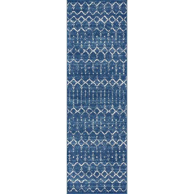 Moroccan Hype Boho Vintage Diamond Area Rug Blue/White