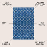 Moroccan Hype Boho Vintage Diamond Area Rug Blue/White