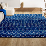 Moroccan Hype Boho Vintage Diamond Area Rug Blue/White