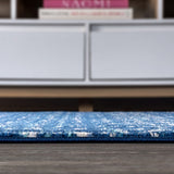 Moroccan Hype Boho Vintage Diamond Area Rug Blue/White