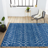 Moroccan Hype Boho Vintage Diamond Area Rug Blue/White