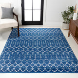 Moroccan Hype Boho Vintage Diamond Area Rug Blue/White