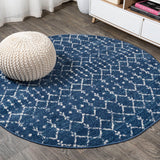 Moroccan Hype Boho Vintage Diamond Area Rug Blue/White