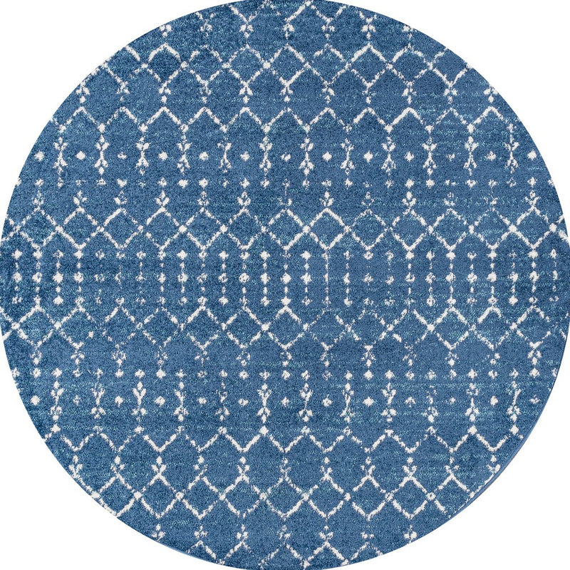 Moroccan Hype Boho Vintage Diamond Area Rug Blue/White