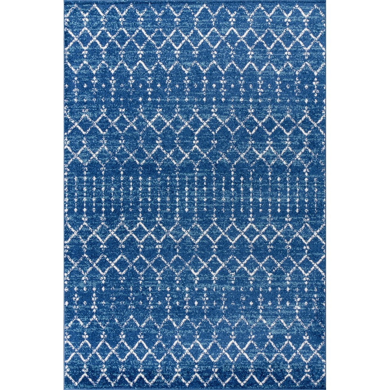 Moroccan Hype Boho Vintage Diamond Area Rug Blue/White