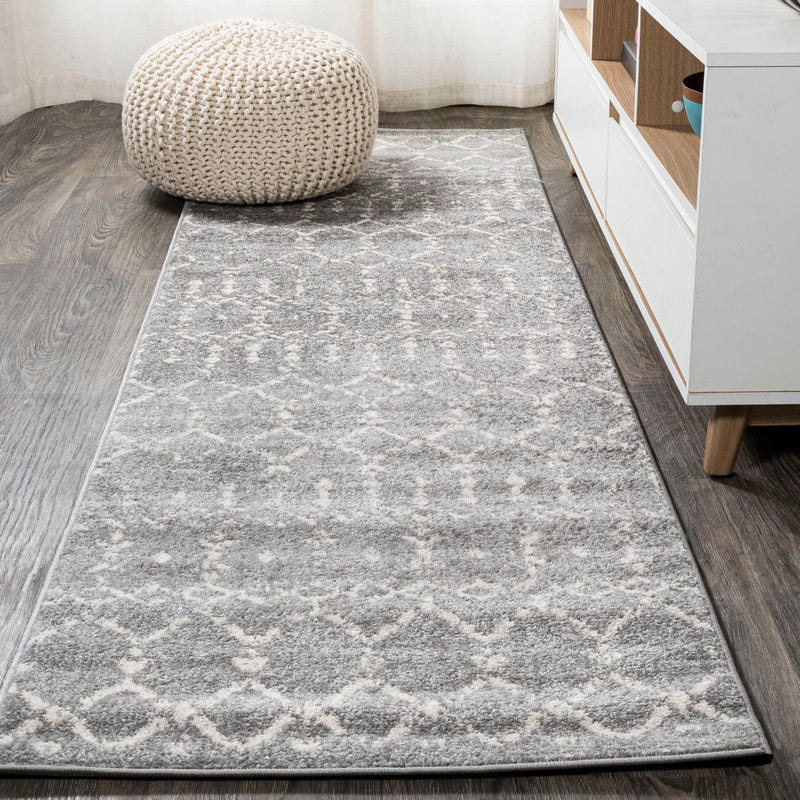 Moroccan Hype Boho Vintage Diamond Area Rug Gray/Ivory