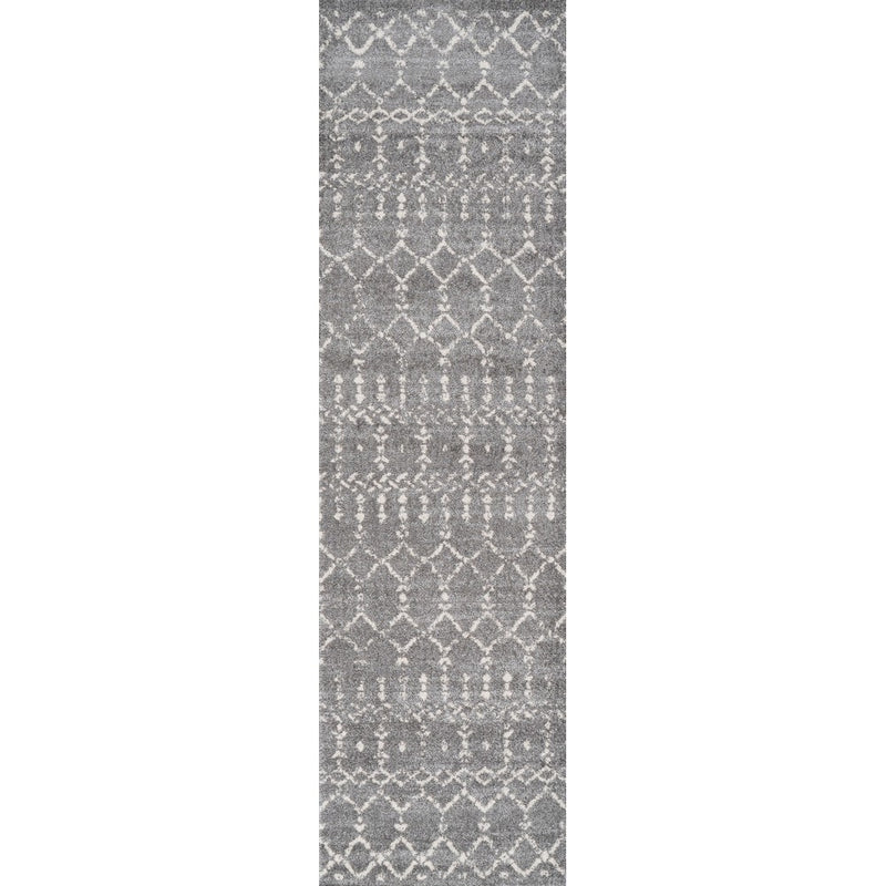Moroccan Hype Boho Vintage Diamond Area Rug Gray/Ivory