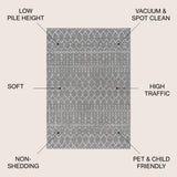Moroccan Hype Boho Vintage Diamond Area Rug Gray/Ivory