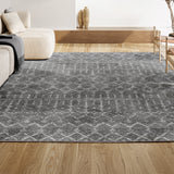 Moroccan Hype Boho Vintage Diamond Area Rug Gray/Ivory