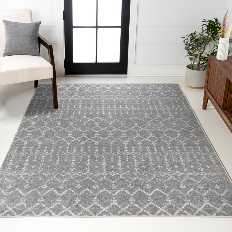 Moroccan Hype Boho Vintage Diamond Area Rug Gray/Ivory
