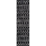 Moroccan Hype Boho Vintage Diamond Area Rug Black/Ivory
