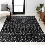 Moroccan Hype Boho Vintage Diamond Area Rug Black/Ivory
