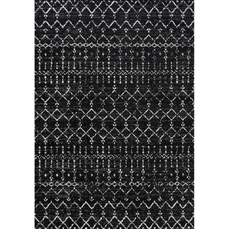 Moroccan Hype Boho Vintage Diamond Area Rug Black/Ivory
