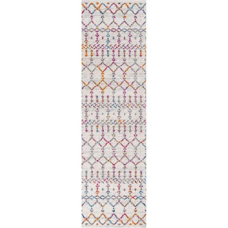 Moroccan Hype Boho Vintage Diamond Area Rug Ivory/Multi