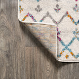 Moroccan Hype Boho Vintage Diamond Area Rug Ivory/Multi