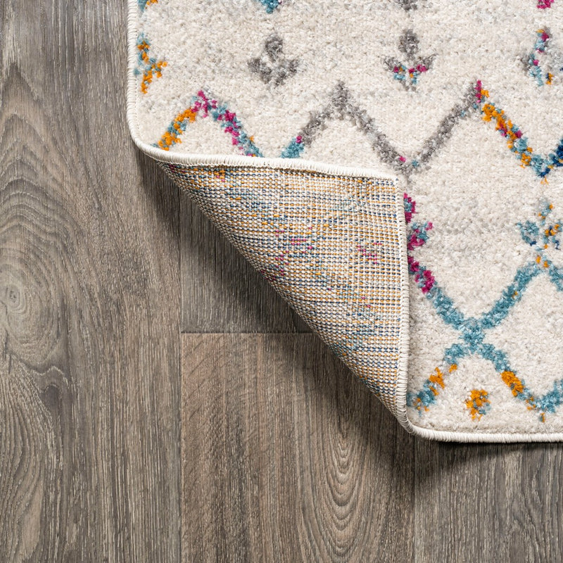 Moroccan Hype Boho Vintage Diamond Area Rug Ivory/Multi