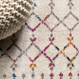Moroccan Hype Boho Vintage Diamond Area Rug Ivory/Multi