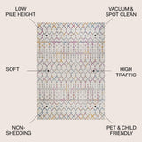 Moroccan Hype Boho Vintage Diamond Area Rug Ivory/Multi