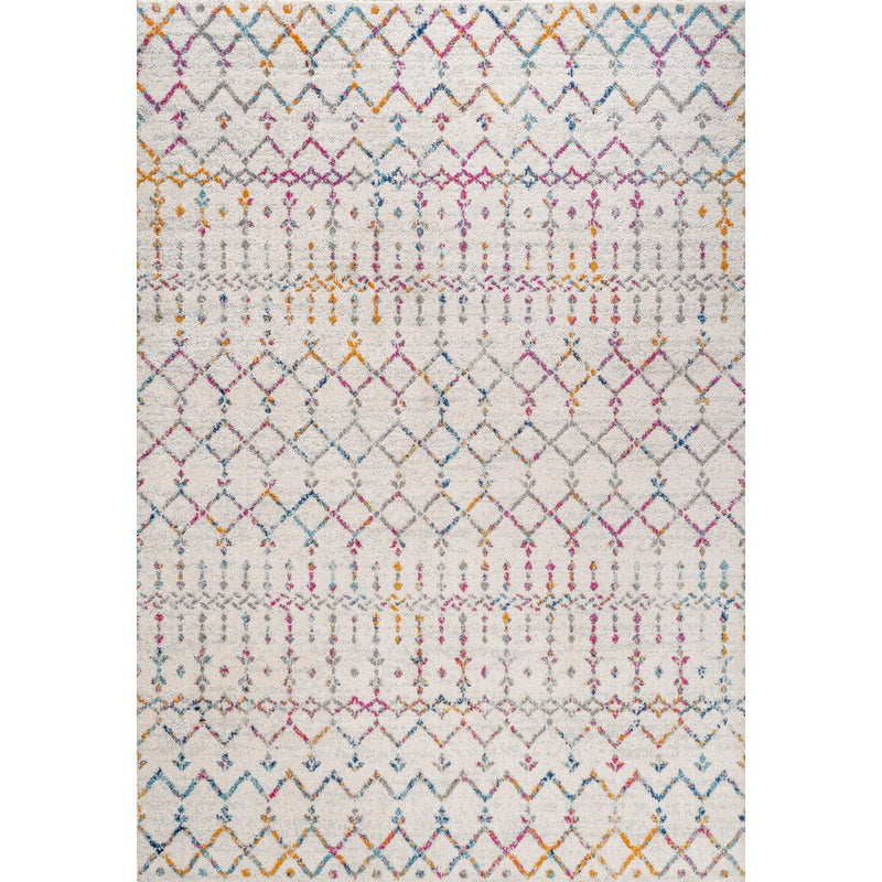 Moroccan Hype Boho Vintage Diamond Area Rug Ivory/Multi