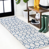Moroccan Hype Boho Vintage Diamond Area Rug Cream/Navy