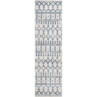 Moroccan Hype Boho Vintage Diamond Area Rug Cream/Navy