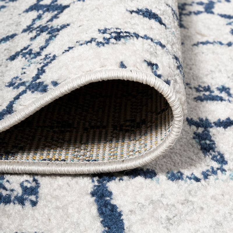Moroccan Hype Boho Vintage Diamond Area Rug Cream/Navy