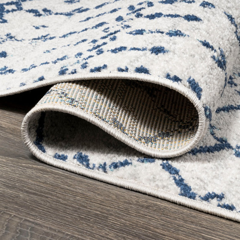 Moroccan Hype Boho Vintage Diamond Area Rug Cream/Navy